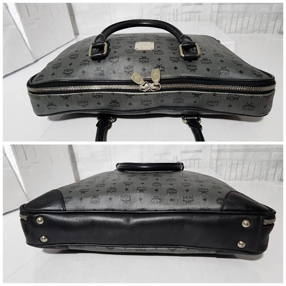 Authentic MCM Visetos Laptop Bag Grey/Black